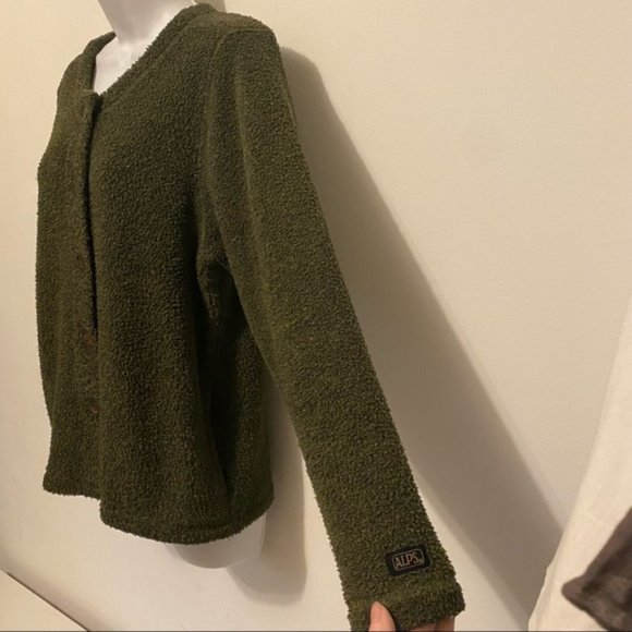 Vintage ALPS Olive button down Fuzzy cardigan Jacket size large - Picture 13 of 16